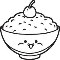 Kawai food coloring pages. Food outline for coloring book vector