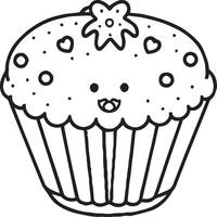 Kawai food coloring pages. Food outline for coloring book vector