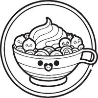 Kawai food coloring pages. Food outline for coloring book vector