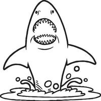 Funny shark coloring pages. Shark outline for coloring book vector