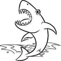 Funny shark coloring pages. Shark outline for coloring book vector