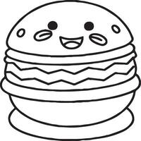 Kawai food coloring pages. Food outline for coloring book vector