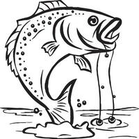 Fishing coloring pages. Fishing outline for coloring book vector