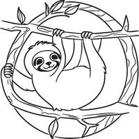 Sloth coloring pages. Sloth animal outline for coloring book vector