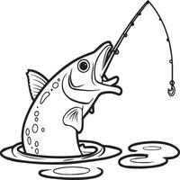 Fishing coloring pages. Fishing outline for coloring book vector