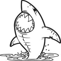 Funny shark coloring pages. Shark outline for coloring book vector