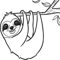 Sloth coloring pages. Sloth animal outline for coloring book vector