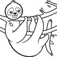 Sloth coloring pages. Sloth animal outline for coloring book vector