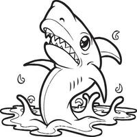 Funny shark coloring pages. Shark outline for coloring book vector