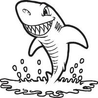 Funny shark coloring pages. Shark outline for coloring book vector