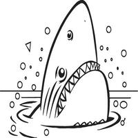 Funny shark coloring pages. Shark outline for coloring book vector