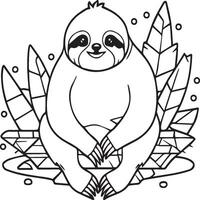 Sloth coloring pages. Sloth animal outline for coloring book vector