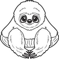 Sloth coloring pages. Sloth animal outline for coloring book vector