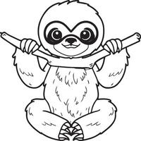 Sloth coloring pages. Sloth animal outline for coloring book vector