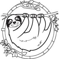 Sloth coloring pages. Sloth animal outline for coloring book vector