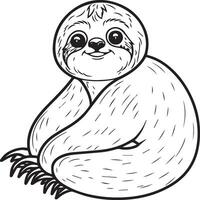 Sloth coloring pages. Sloth animal outline for coloring book vector