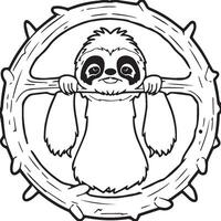 Sloth coloring pages. Sloth animal outline for coloring book vector