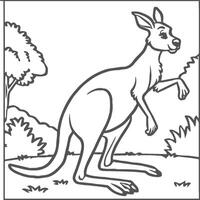 Kangaroo coloring pages. Kangaroo animal outline for coloring book vector