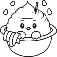 Kawai food coloring pages. Food outline for coloring book vector