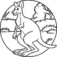 Kangaroo coloring pages. Kangaroo animal outline for coloring book vector