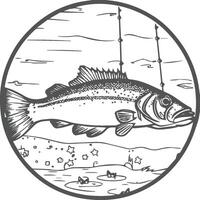 Fishing coloring pages. Fishing outline for coloring book vector