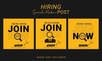 We are hiring job vacancy social media post banner design template, now we are hiring job poster square web banner design. vector