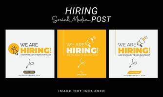 We are hiring job vacancy social media post banner design template, now we are hiring job poster square web banner design. vector