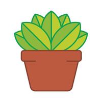 Plant Pot Green Nature Leaf Leaves Succulent Minimal Flat Color Icon Illustration Web Print Social Media Design Isolated White vector