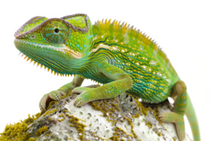 Vivid green chameleon. Close up shot of lizard png