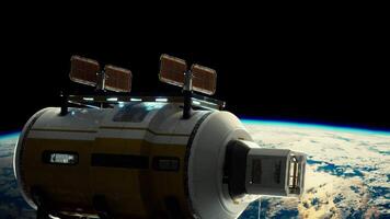 Cargo spaceship on orbit of planet Earth video