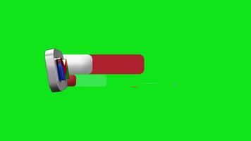 un verde pantalla con un rojo y blanco objeto video