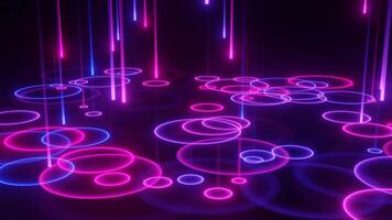 Neon Puddles Animation.Neon raining loop.3D rendering. video