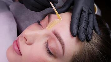 Application of pigment for permanent eyebrow makeup video