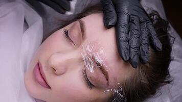 Permanent makeup procedure, performing PMU of eyebrows video