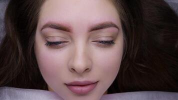 Application of pigment for permanent eyebrow makeup video