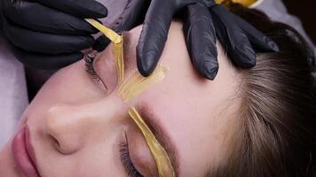 Application of pigment for permanent eyebrow makeup video