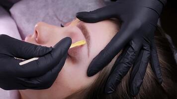 Permanent makeup procedure, performing PMU of eyebrows video