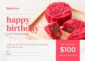 Red White Minimalist Birthday Gift Certificate template