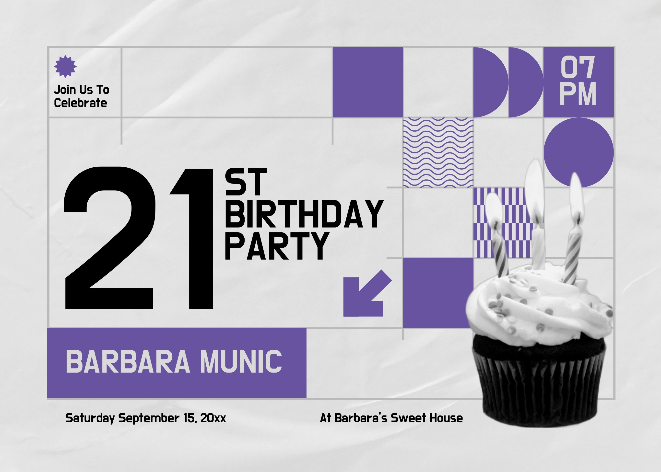 21st Birthday Invitation Party Landscape Template