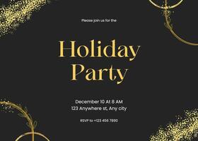 black gold elegant holiday party invitation template