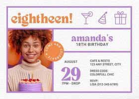 Simple 18th Birthday Invitation Card template