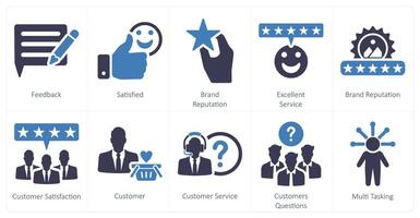 un conjunto de 10 cliente Servicio íconos como comentario, satisfecho, marca reputación, excelente Servicio vector