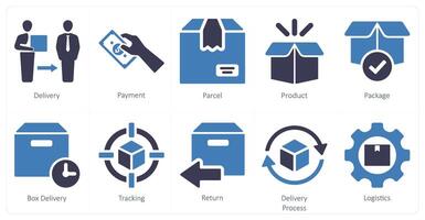 A set of 10 delivery icons as delivery on time, worldwide delivery, food delivery vector