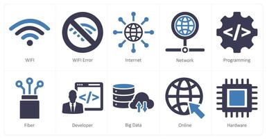 un conjunto de 10 Internet computadora íconos como Wifi, Wifi error, Internet vector