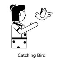 Trendy Catching Bird vector