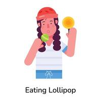 Trendy Eating Lollipop vector