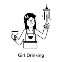 Trendy Girl Drinking vector