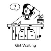 Trendy Girl Waiting vector