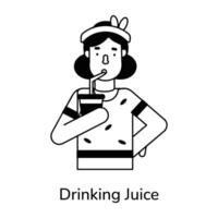 Trendy Drinking Juice vector