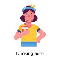 Trendy Drinking Juice vector